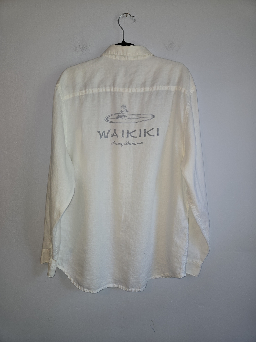 Tommy Bahama Men's Large White Destination Breezer 100% Linen Long Sleeve Shirt